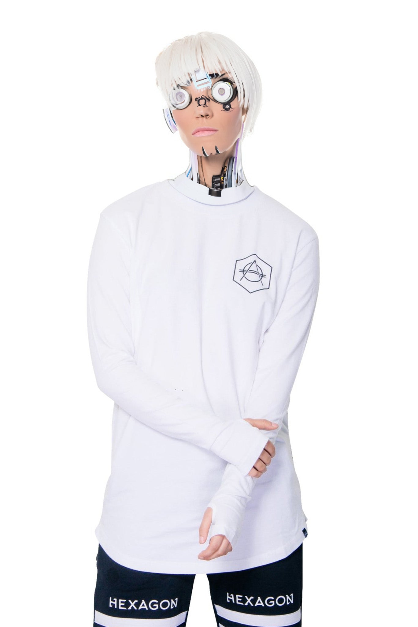 Hexagon logo longsleeve white – HEXAGON